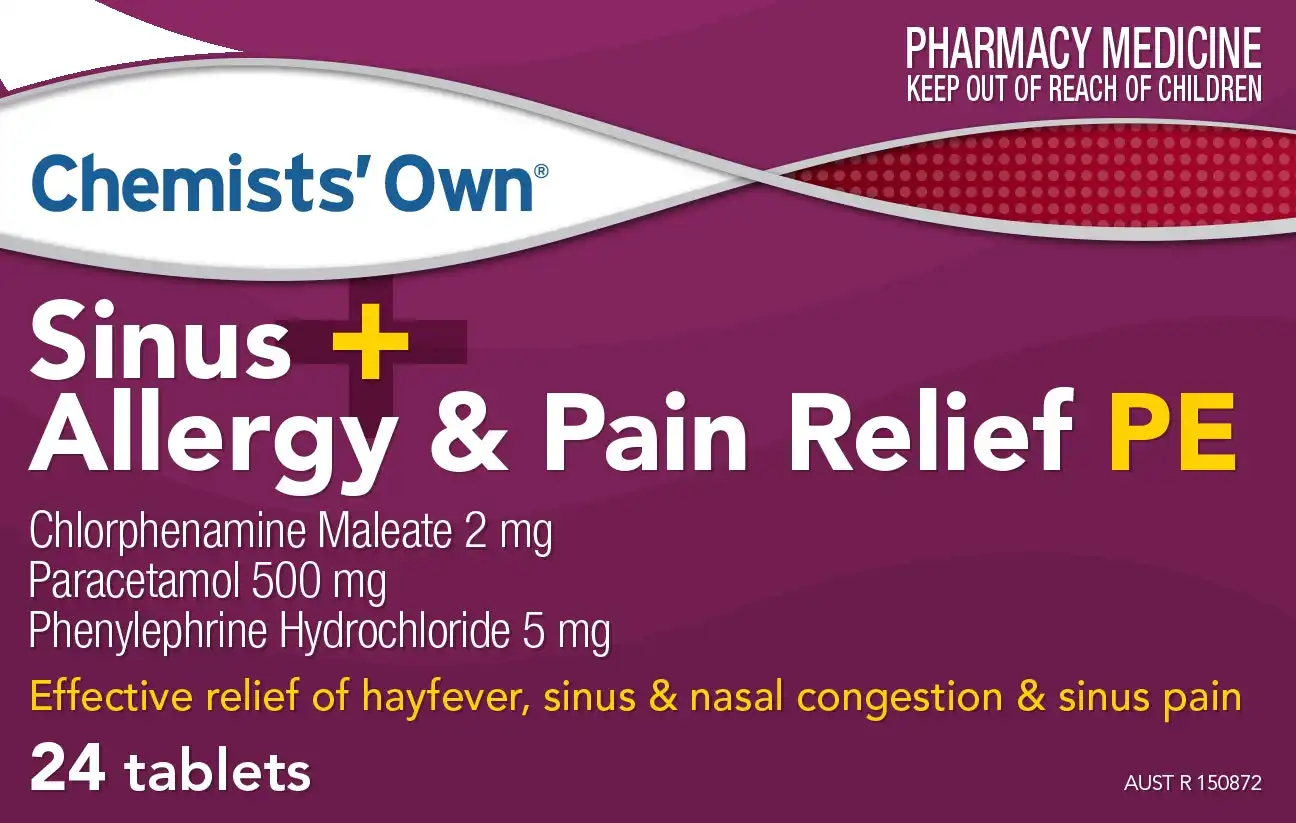 Chemists' Own Nightime Sinus Pain Relief PE Tabs 24 (Generic of CODRAL)