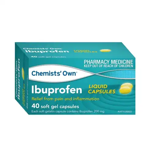 Chemists' Own Ibuprofen 200mg 40 Liquid Caps (Generic of NUROFEN)