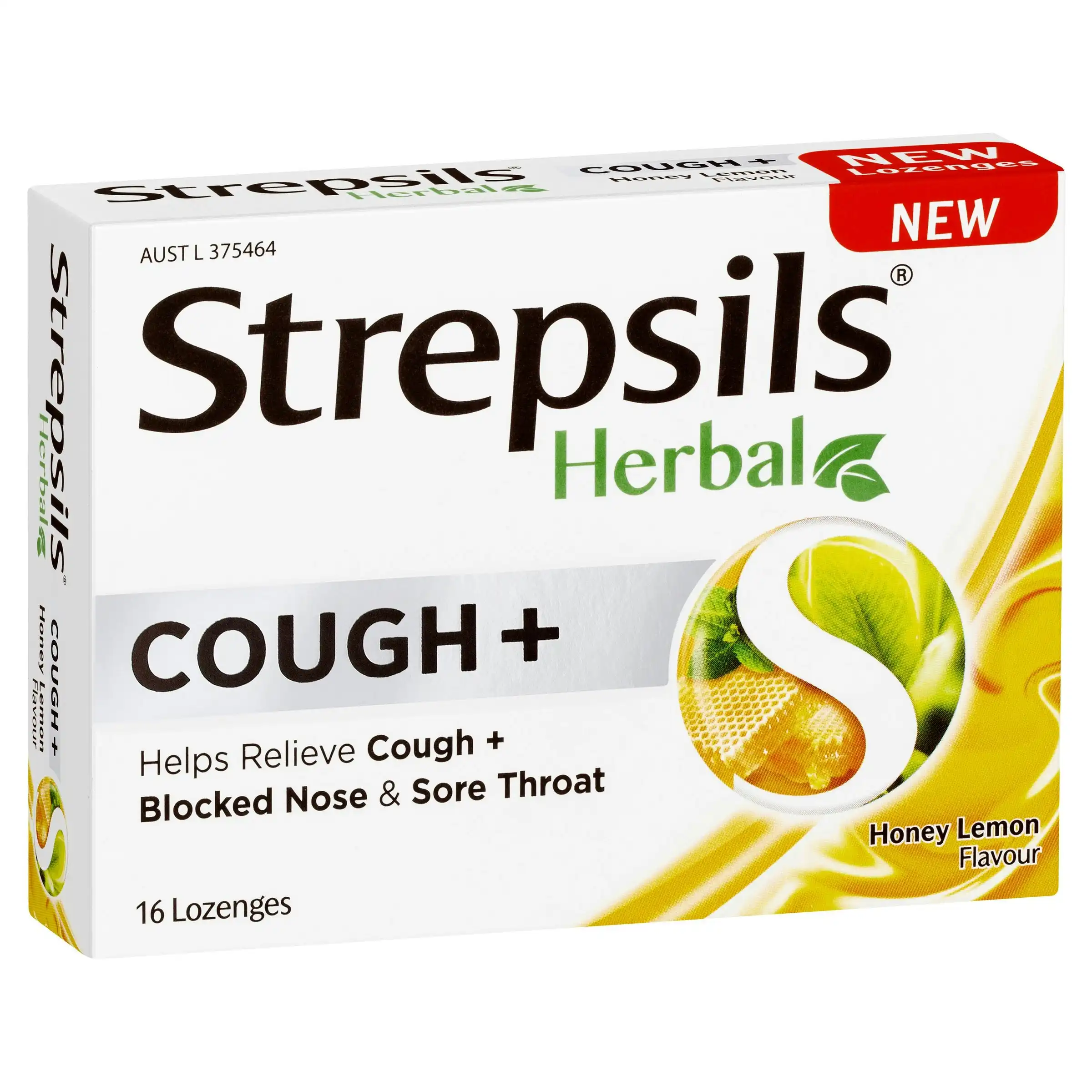 Strepsils Herbal Cough Lozenges Honey Lemon 16s