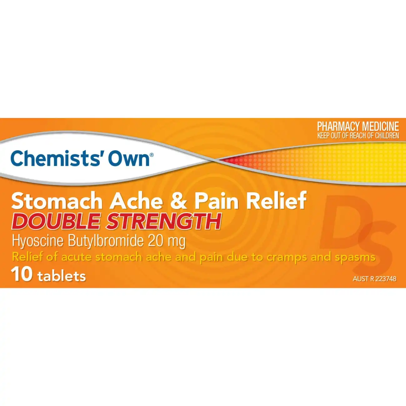 Chemists' Own Stomach Ache & Pain Relief 20 mg Double Strength 10 Tabs (Generic of BUSCOPAN FORTE)