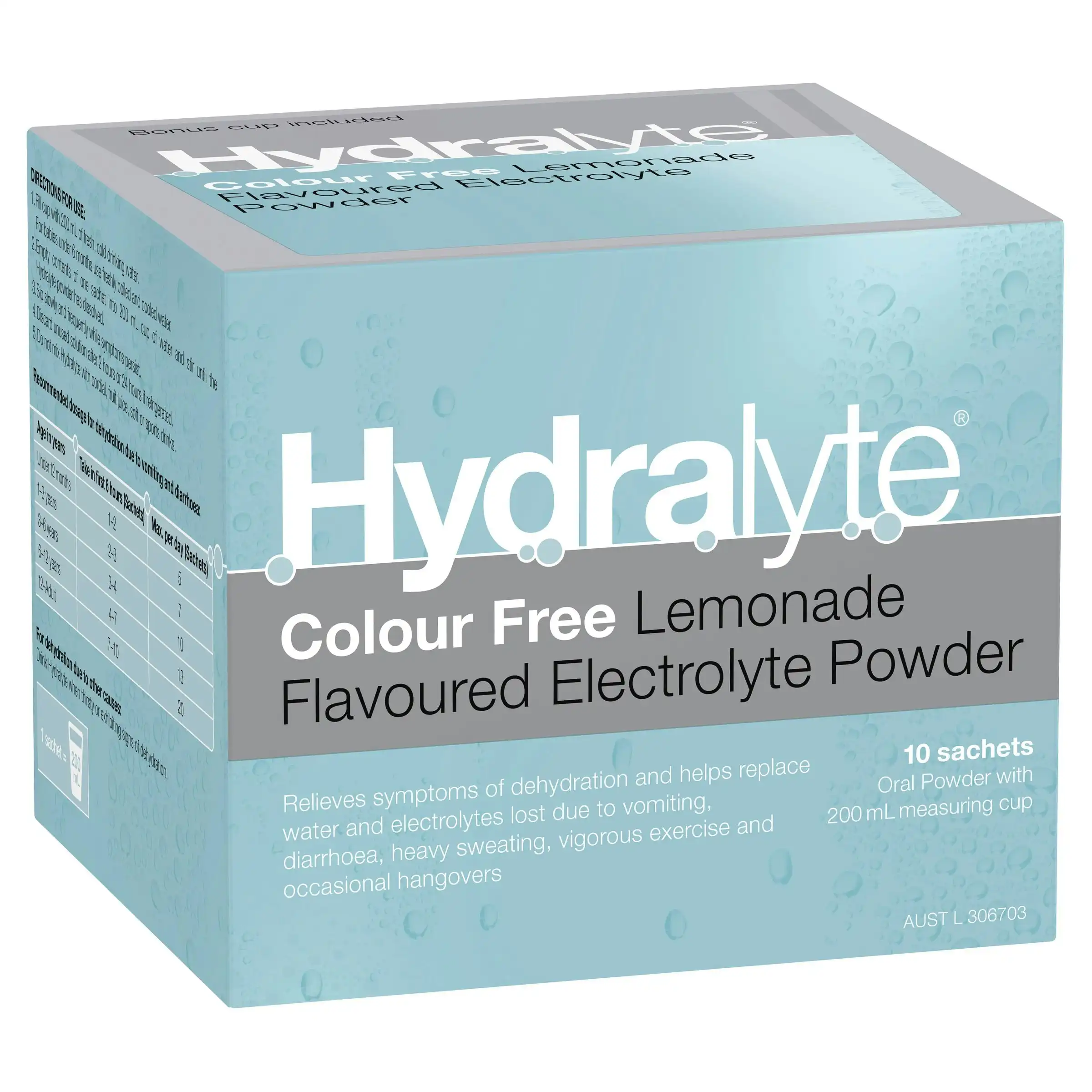 Hydralyte Electrolyte Powder Colour Free Lemonade 10 Sachets