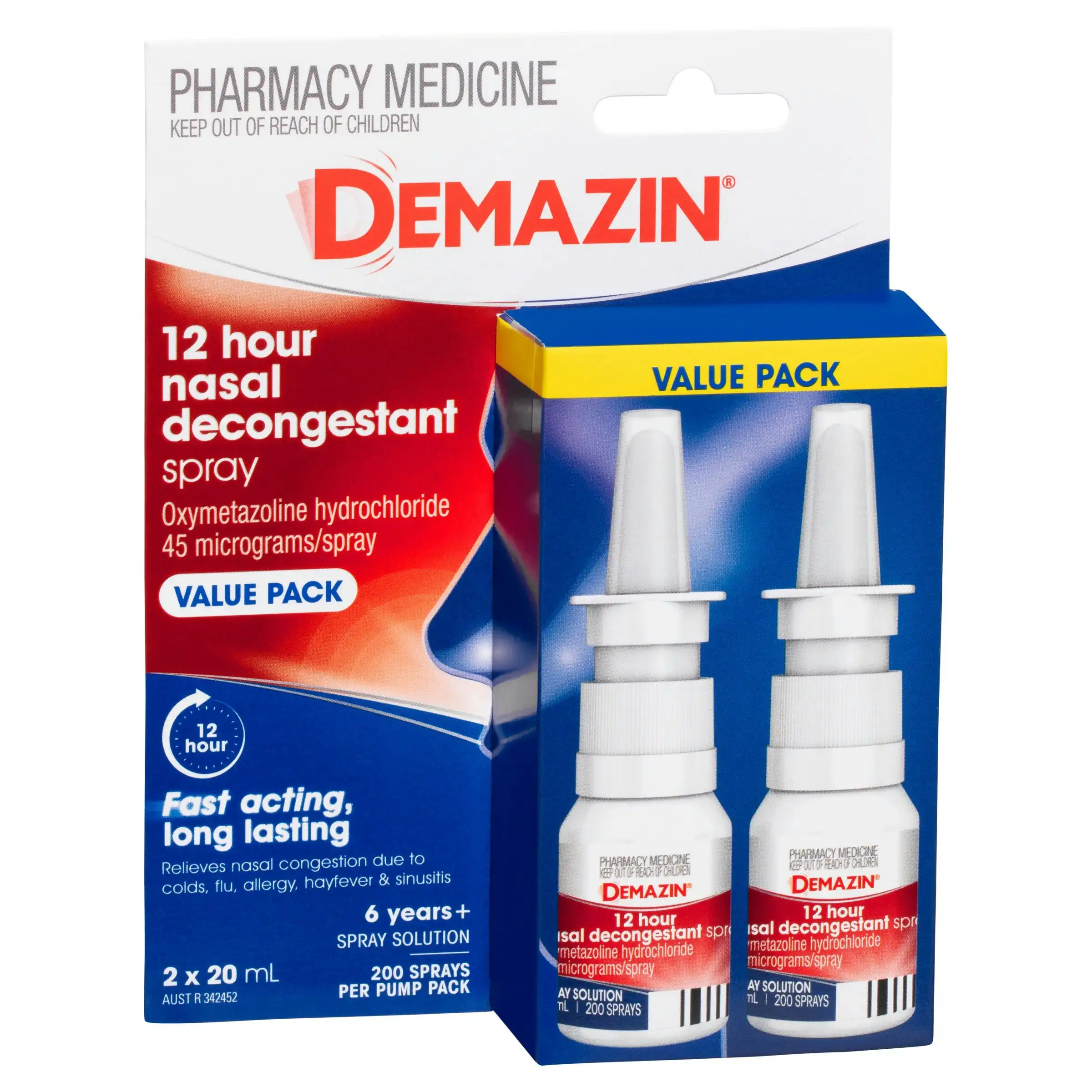 Demazin 12 Hour Relief Decongestant Nasal Spray VALUE PACK