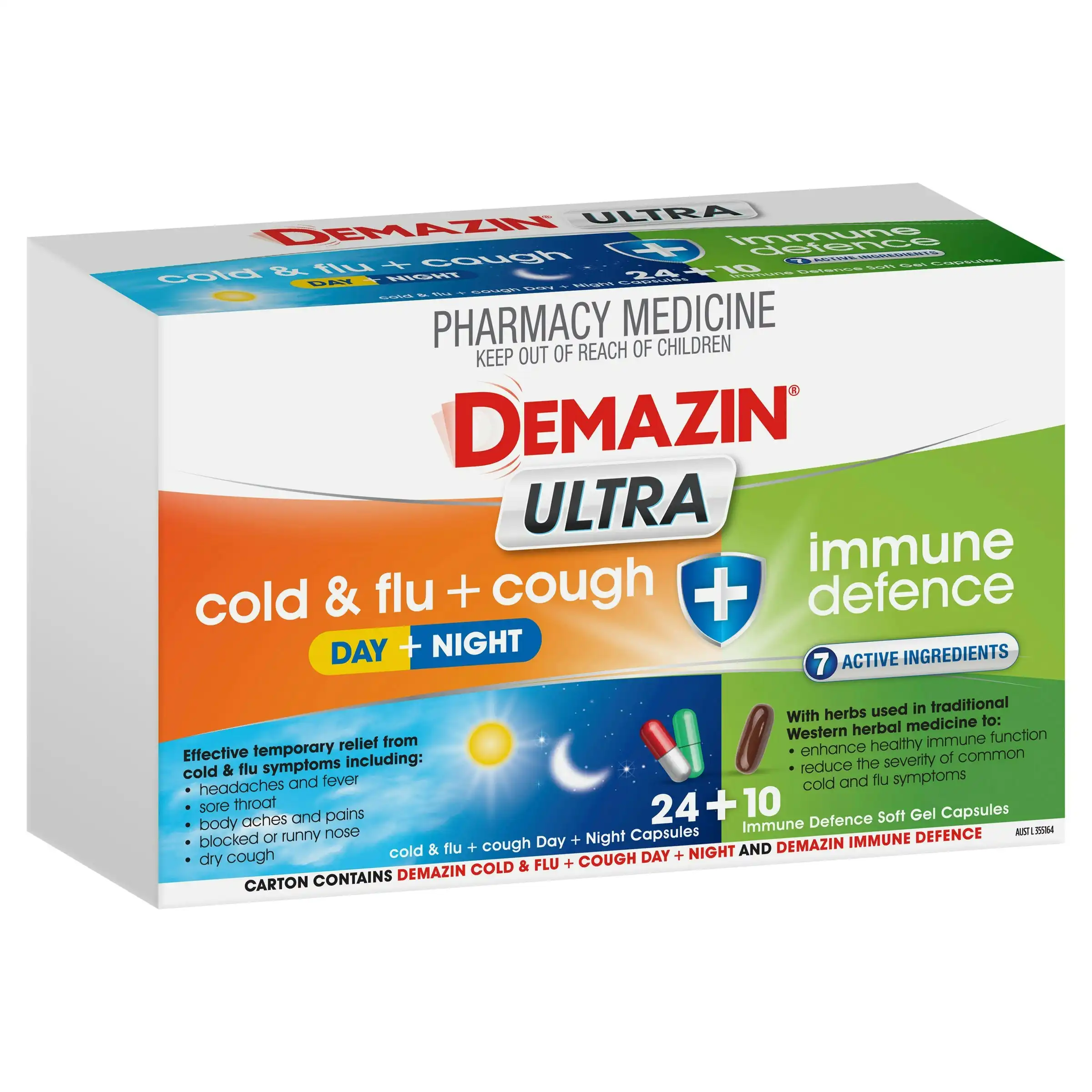 Demazin Ultra Cough Cold & Flu + Immune Defence 34 Capsules