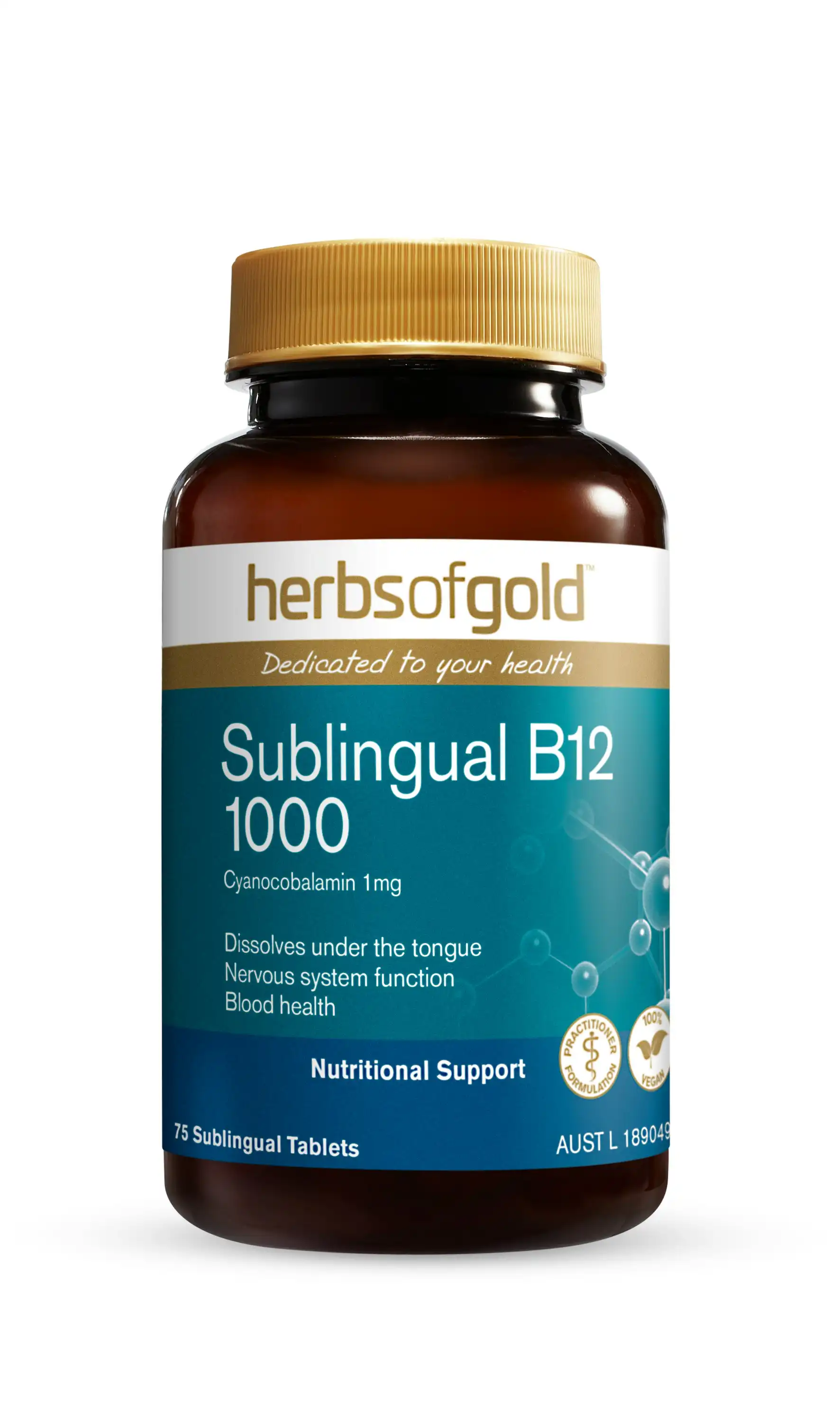 Herbs Of Gold Sublingual B12 1000 75t