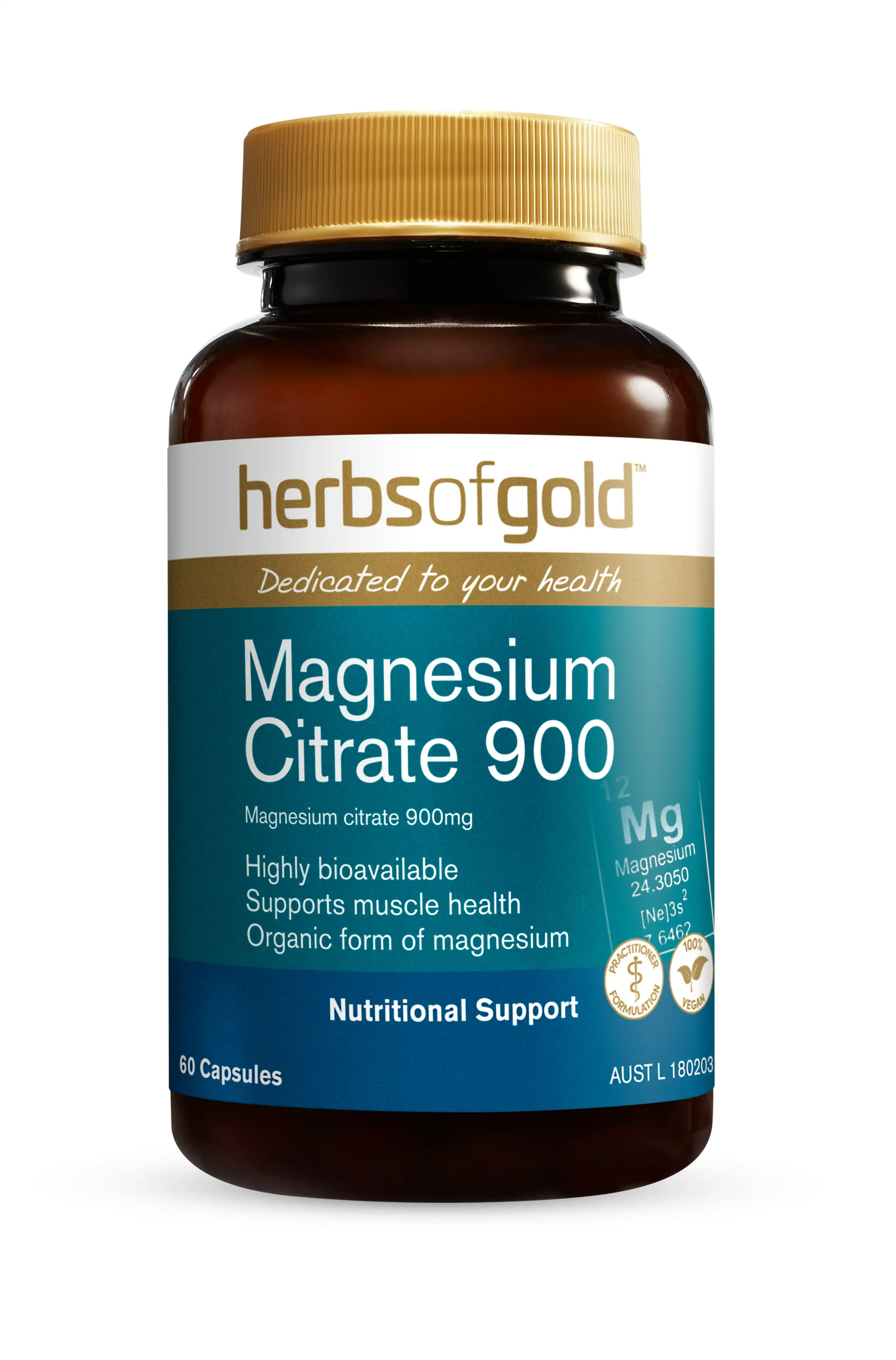 Herbs Of Gold Magnesium Citrate 900 60c