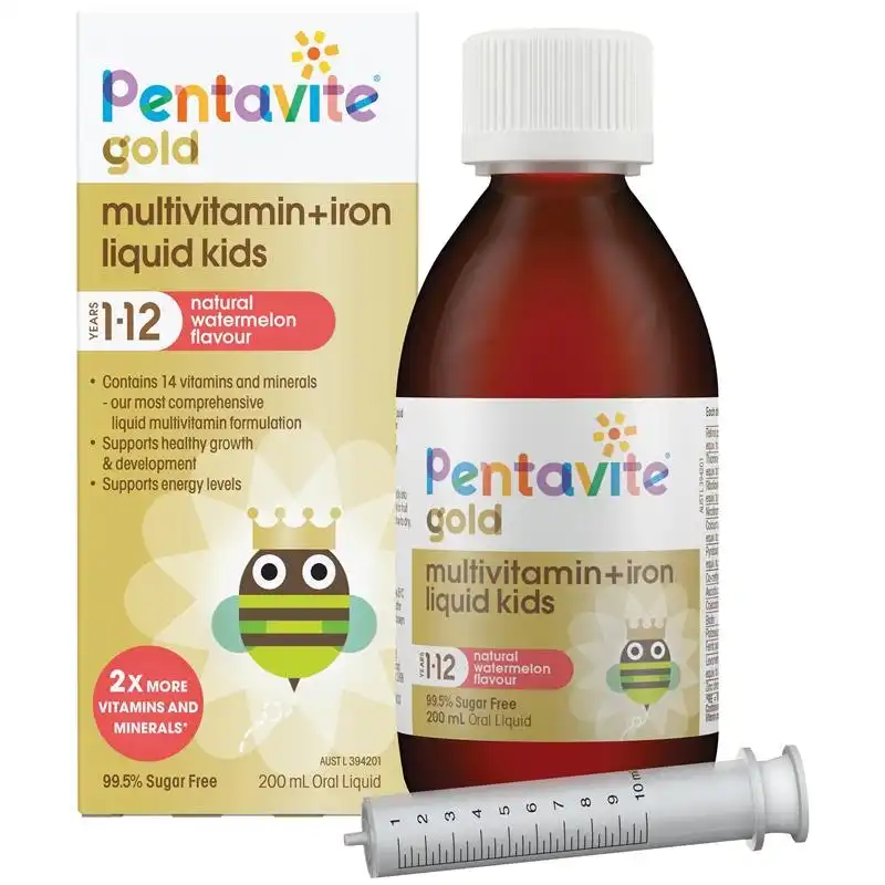 Pentavite Gold Multivitamin + Iron Liquid Watermelon For Kids 200ml