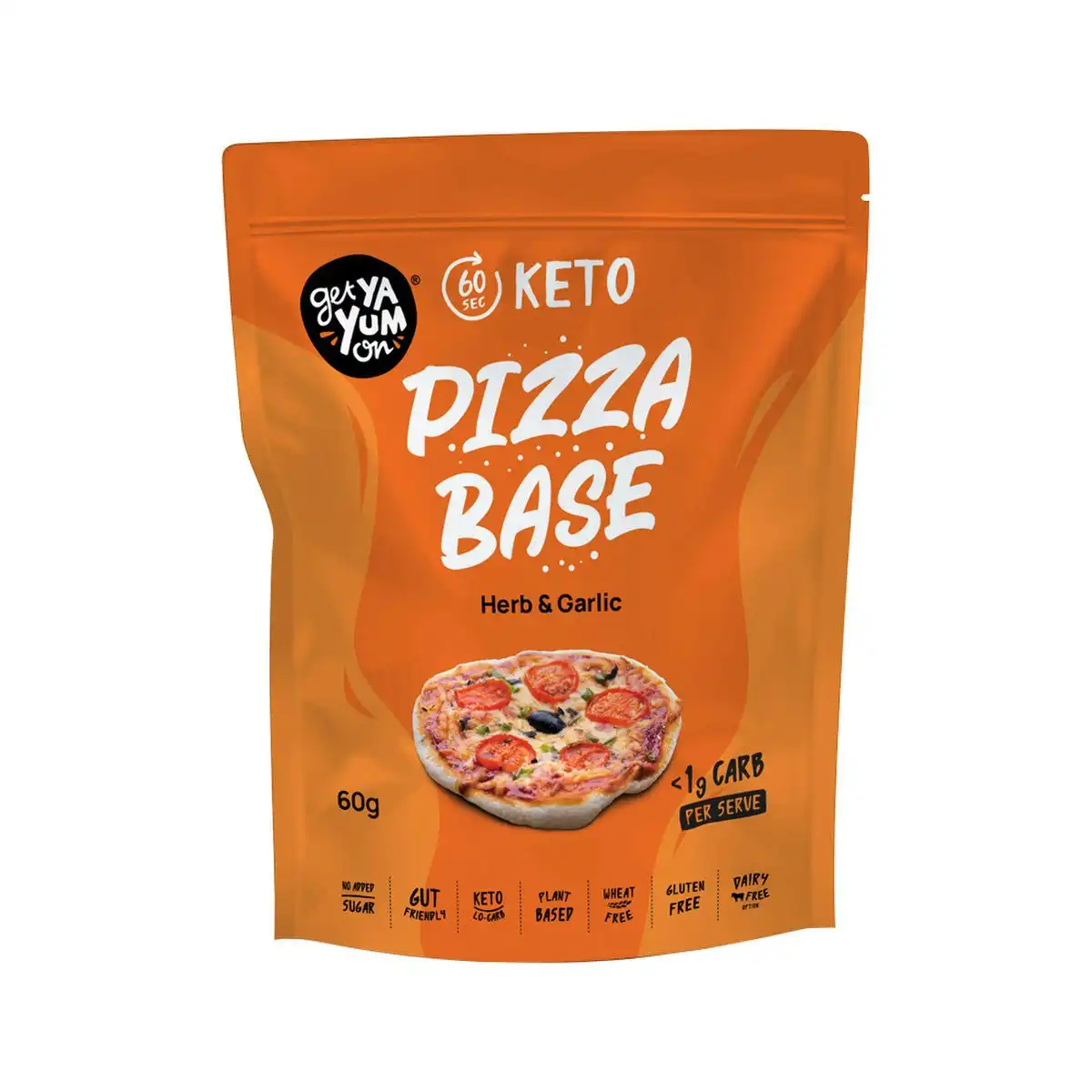 Get Ya Yum On Keto Pizza Base Herb & Garlic 60g