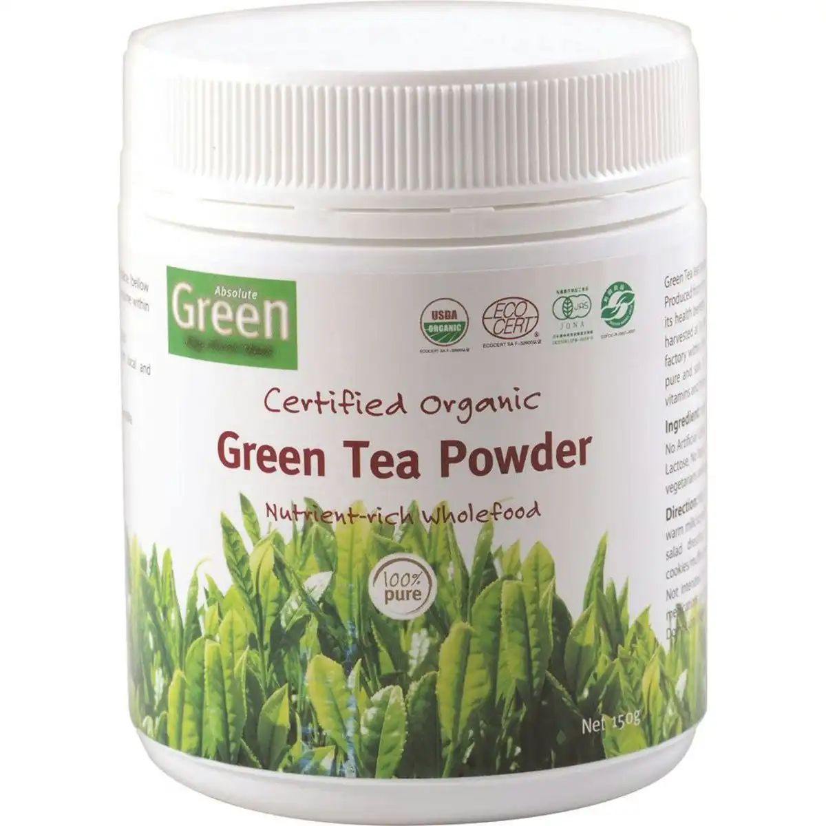 Absolute Green Organic Green Tea Powder 150g