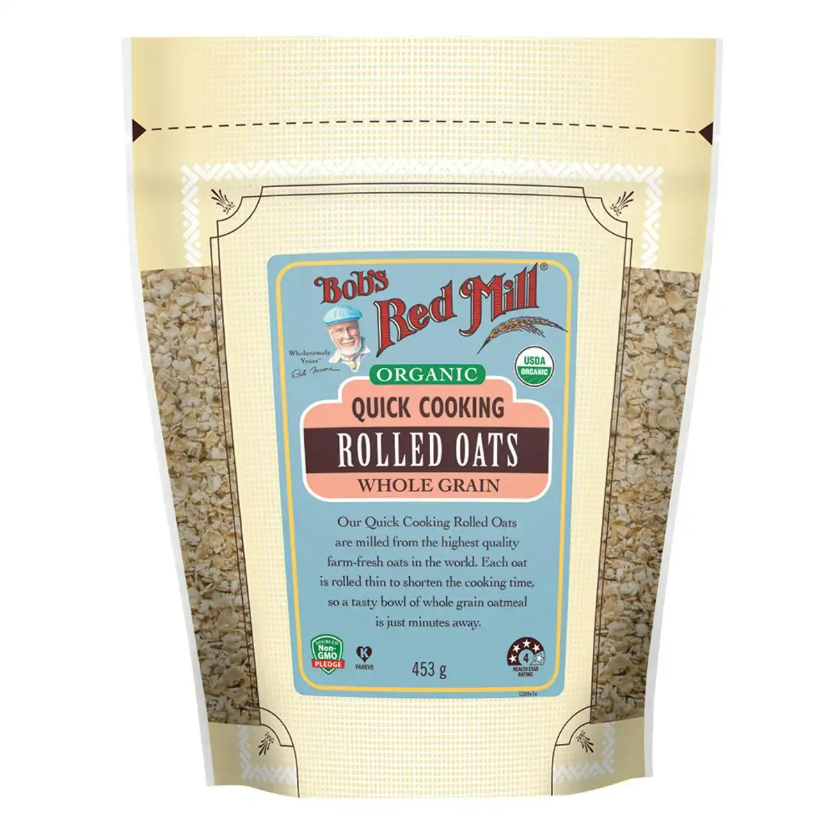 Bob's Red Mill Organic Quick Cooking Rolled Oats (Whole Grain) 453g