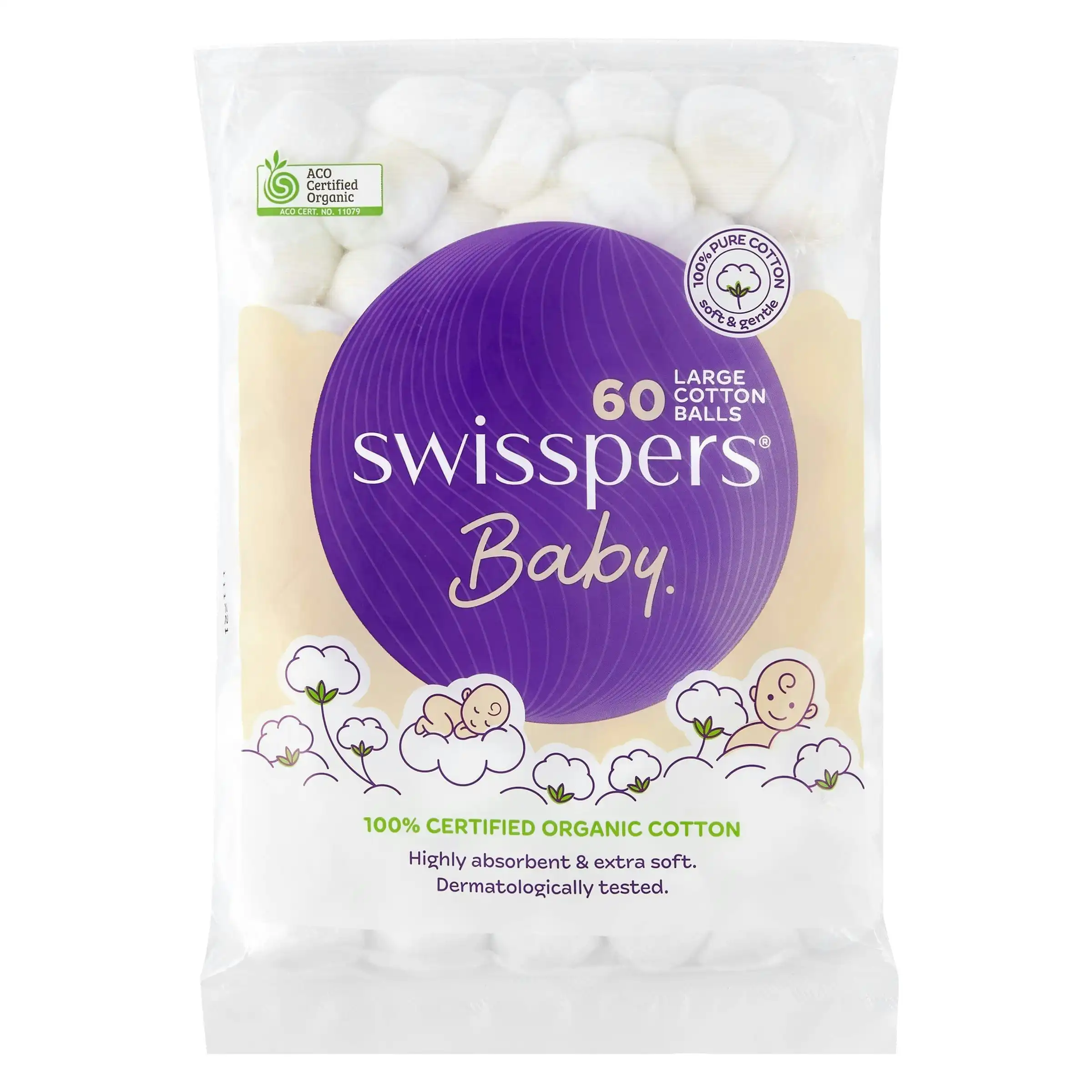 Swisspers Baby Organic Cotton Large Balls 60