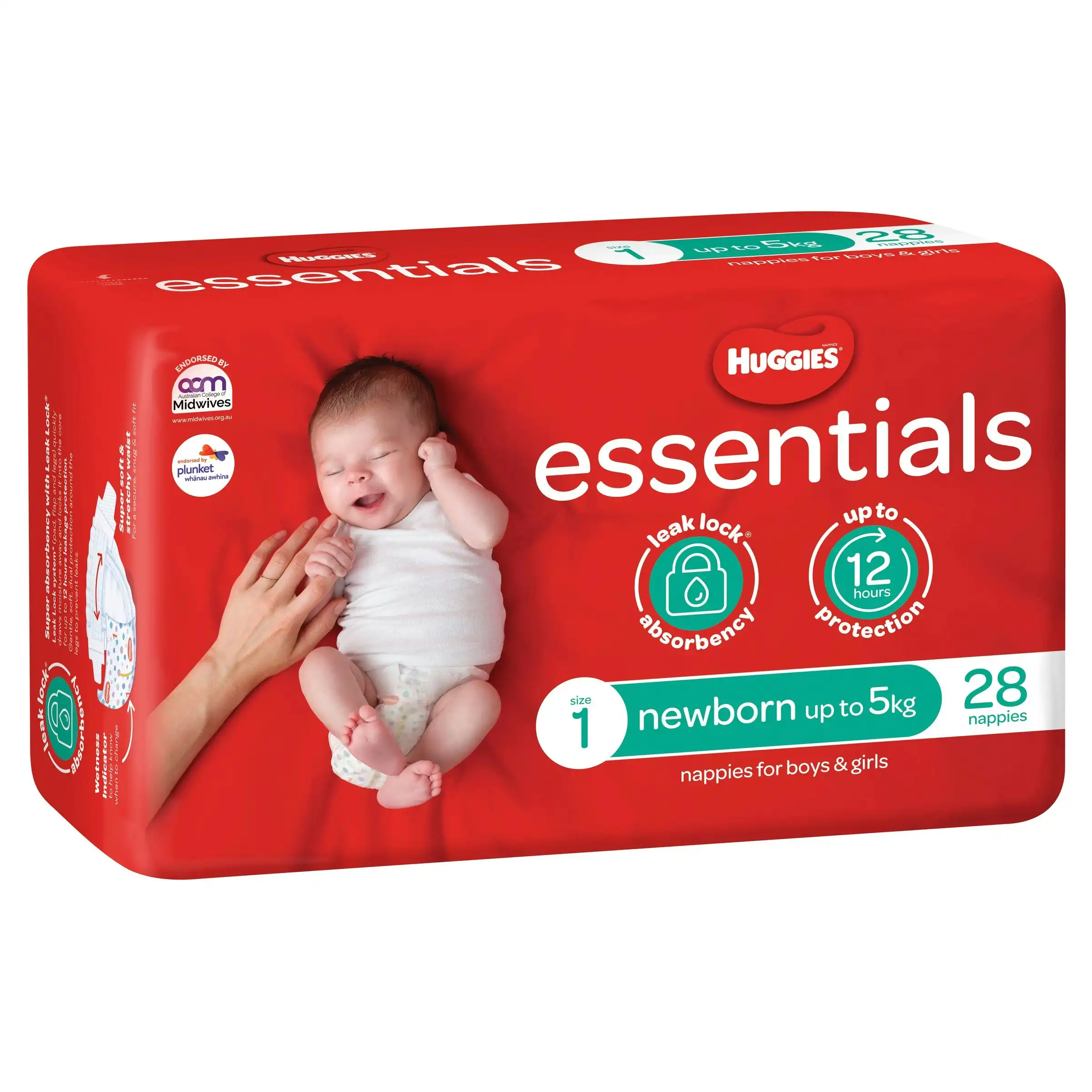 Huggies Essentials Nappies Size 1 Newborn  (up to 5kg) 28 Pack