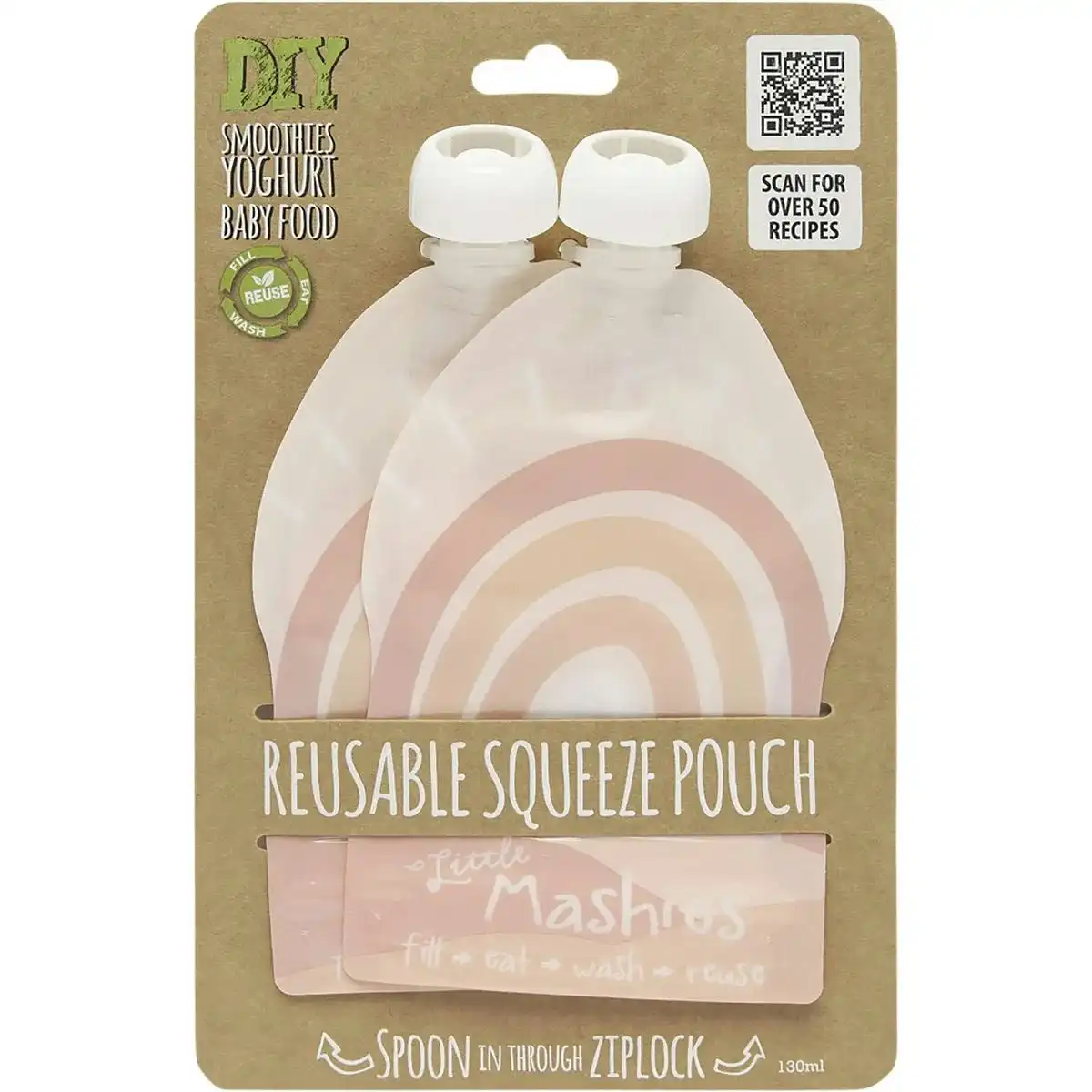 Little Mashies Reusable Squeeze Pouch Rainbow 2x130ml