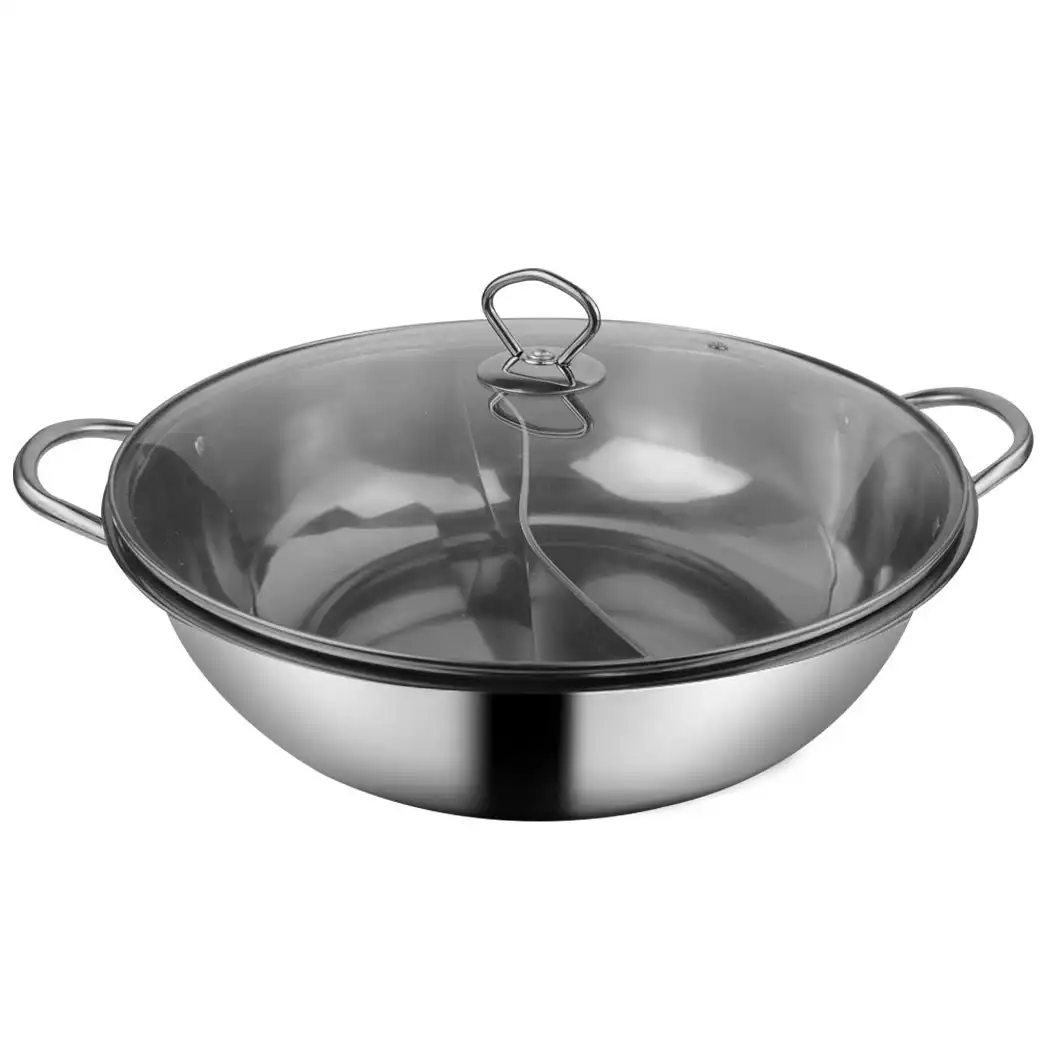 Toque Stainless Steel Twin Mandarin Hot Pot Induction Hotpot Cooker Cookware Lid