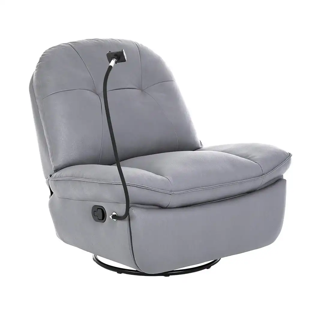 Levede Recliner Chair Lounge 360° Swivel Rocker Sofa Comfy Armchair Lounge Grey