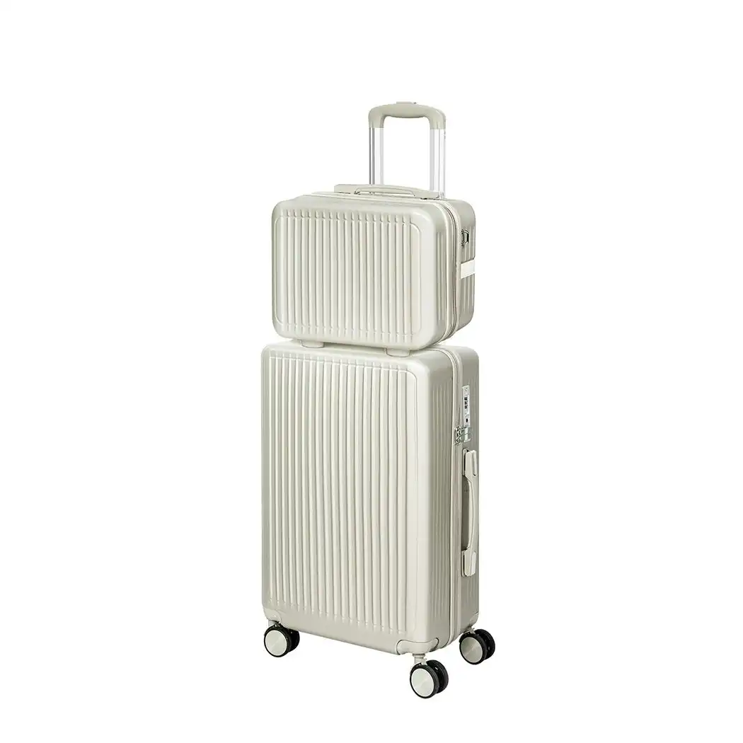 Slimbridge Luggage Suitcase Trolley Set Travel Lightweight 2pc 14"+20" White