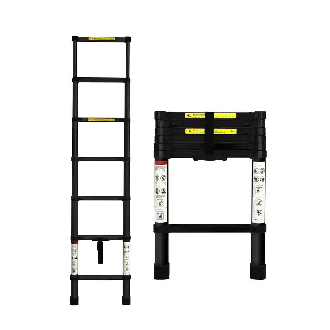 Traderight Multipurpose Telescopic Ladder Portable Aluminium Extension Steps 2M
