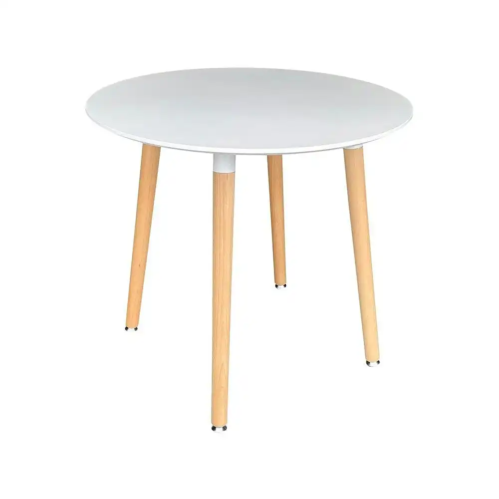 Chotto - Enso Round Top Dining Table with Wooden Legs - White