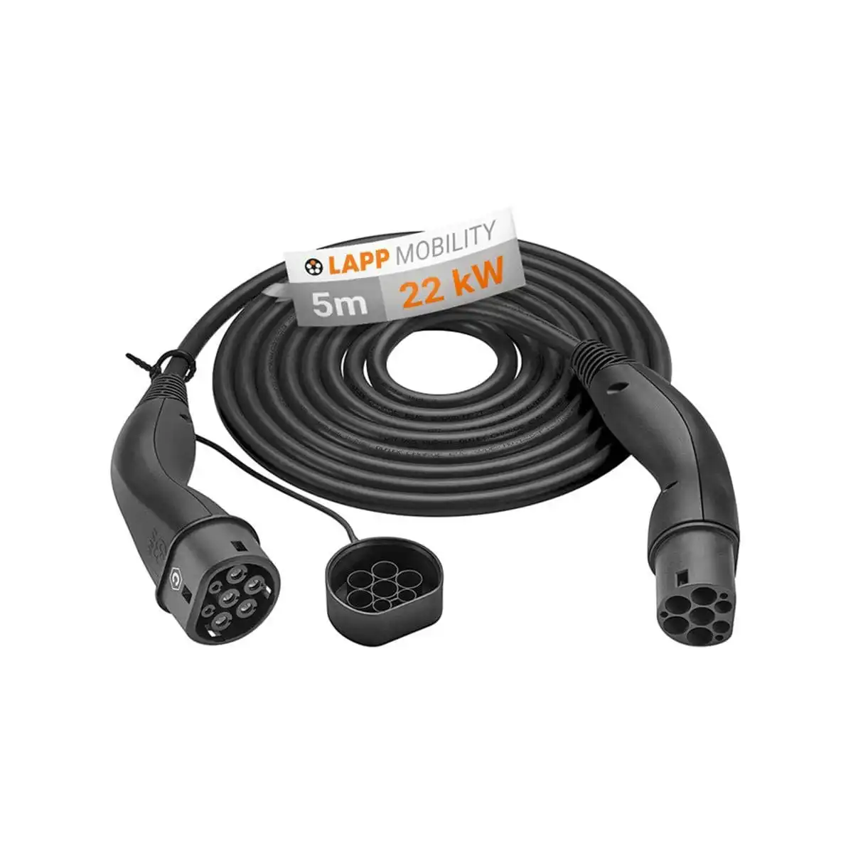 LAPP EV Helix Charge Cable Type 2 (22kW-3P-32A) 5m for Hybrid and Electric Cars - Black