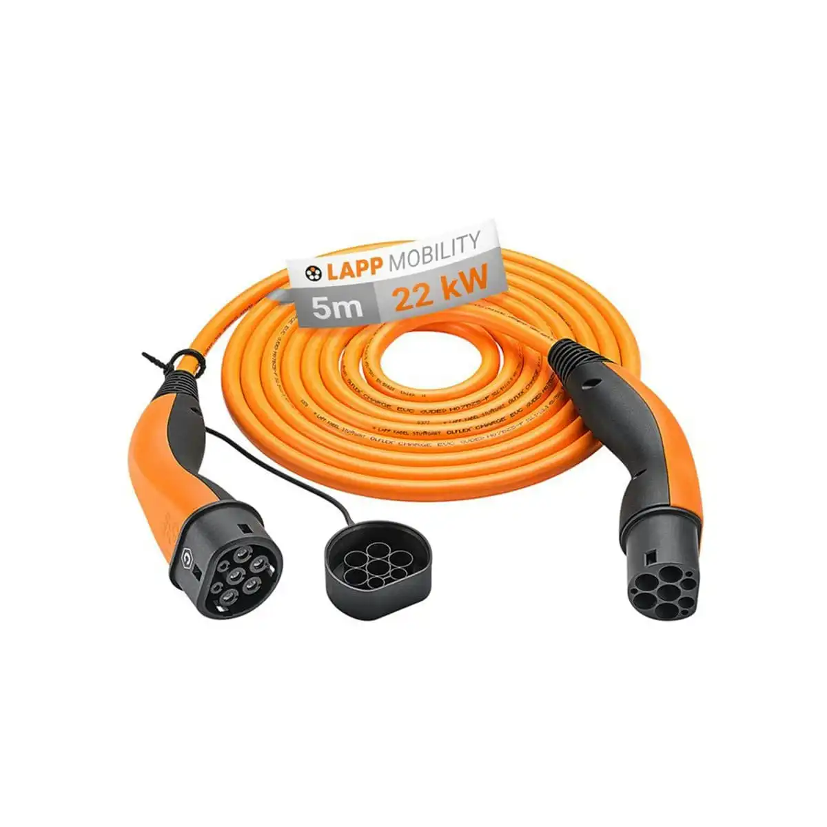 LAPP EV Helix Charge Cable Type 2 (22kW-3P-32A) 5m for Hybrid and Electric Cars - Orange