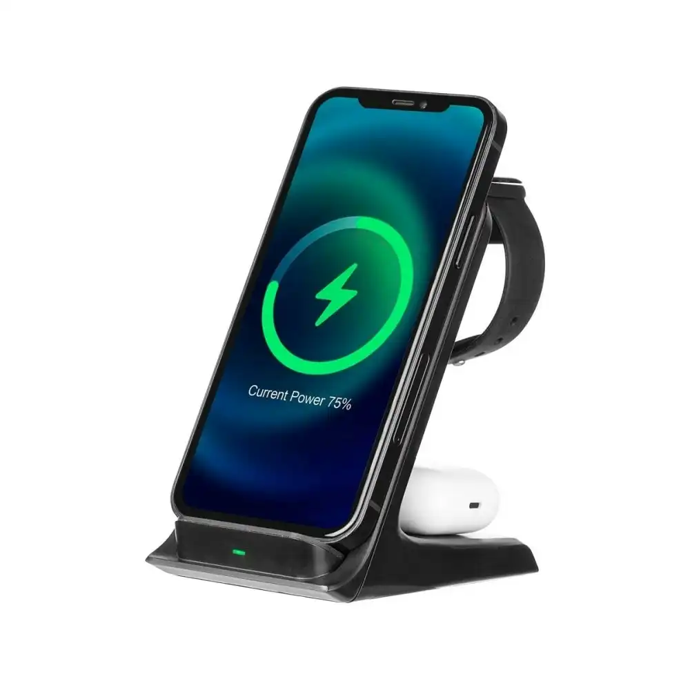 3sixT 3 in 1 Wireless Charging Station, Wireless Charger Stand for Apple Watch iPhone and AirPods includes AC Adaptor