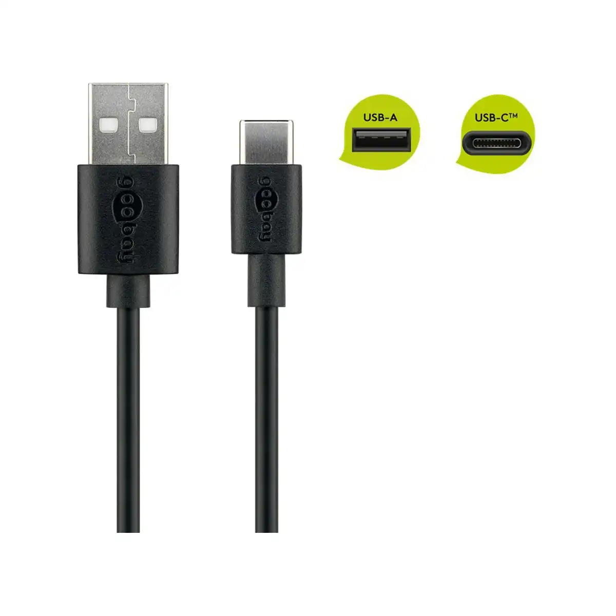 Goobay USB-A to USB-C 2.0 cable 0.1M for Mobiles and Laptops - Black