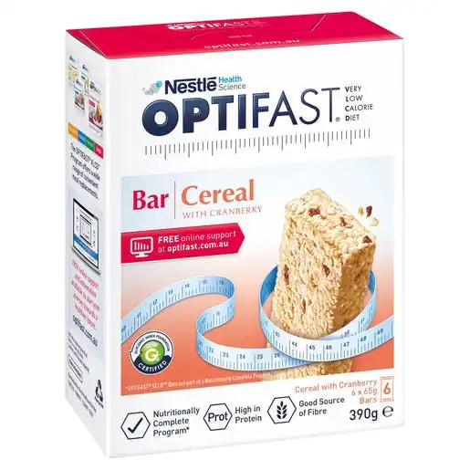OPTIFAST VLCD Cereal Bar 6 Pack 65g Bars