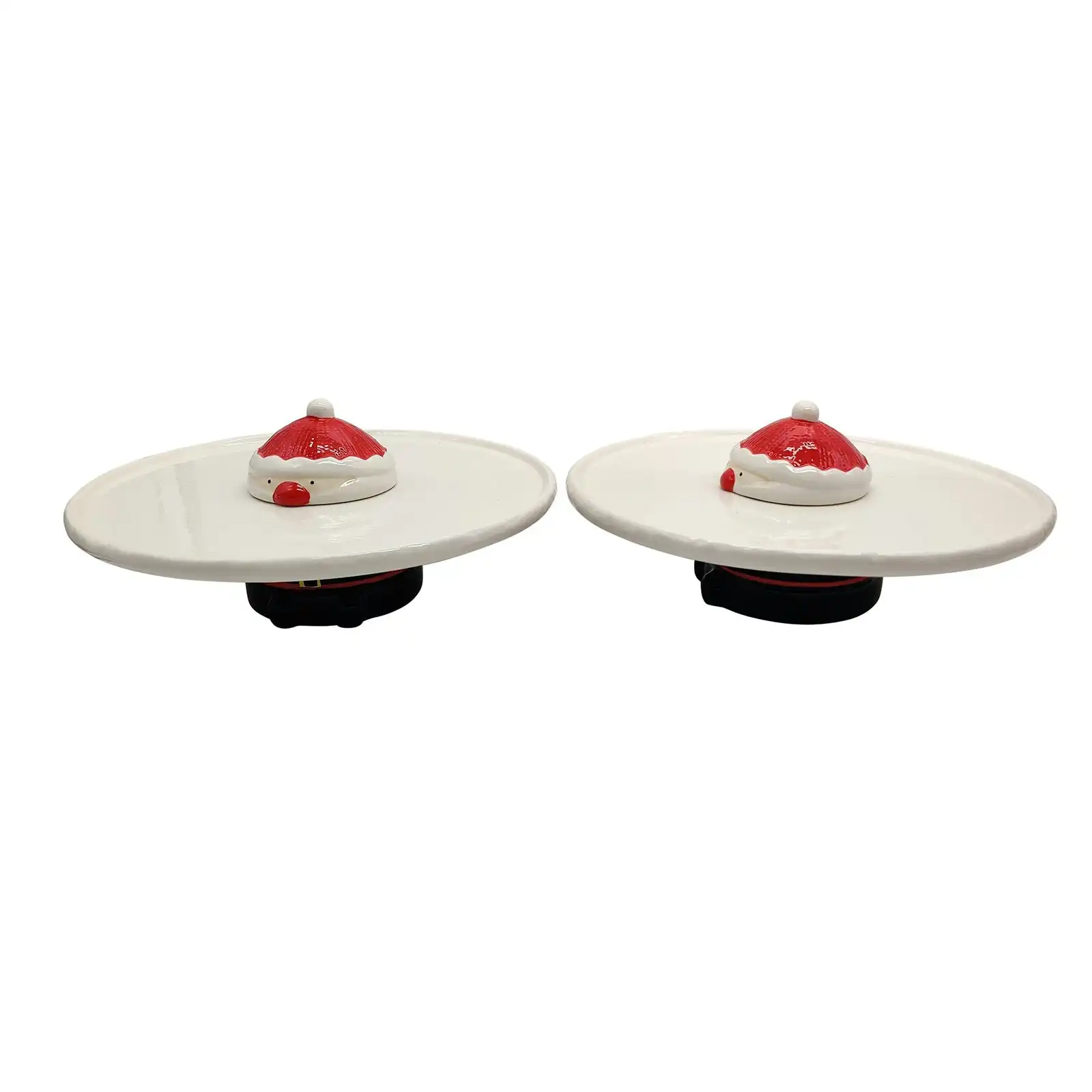Bread and Butter Santa Footed Cake Plate - 29 x 12.5cm - White / Red
