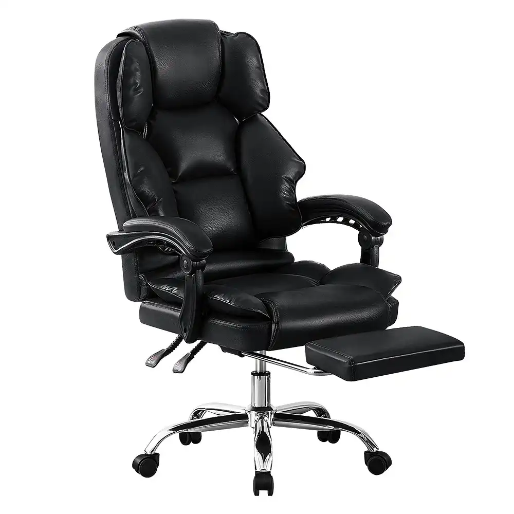 Furb Executive Office Chair PU Leather Thick Back Support Padded Seat Black