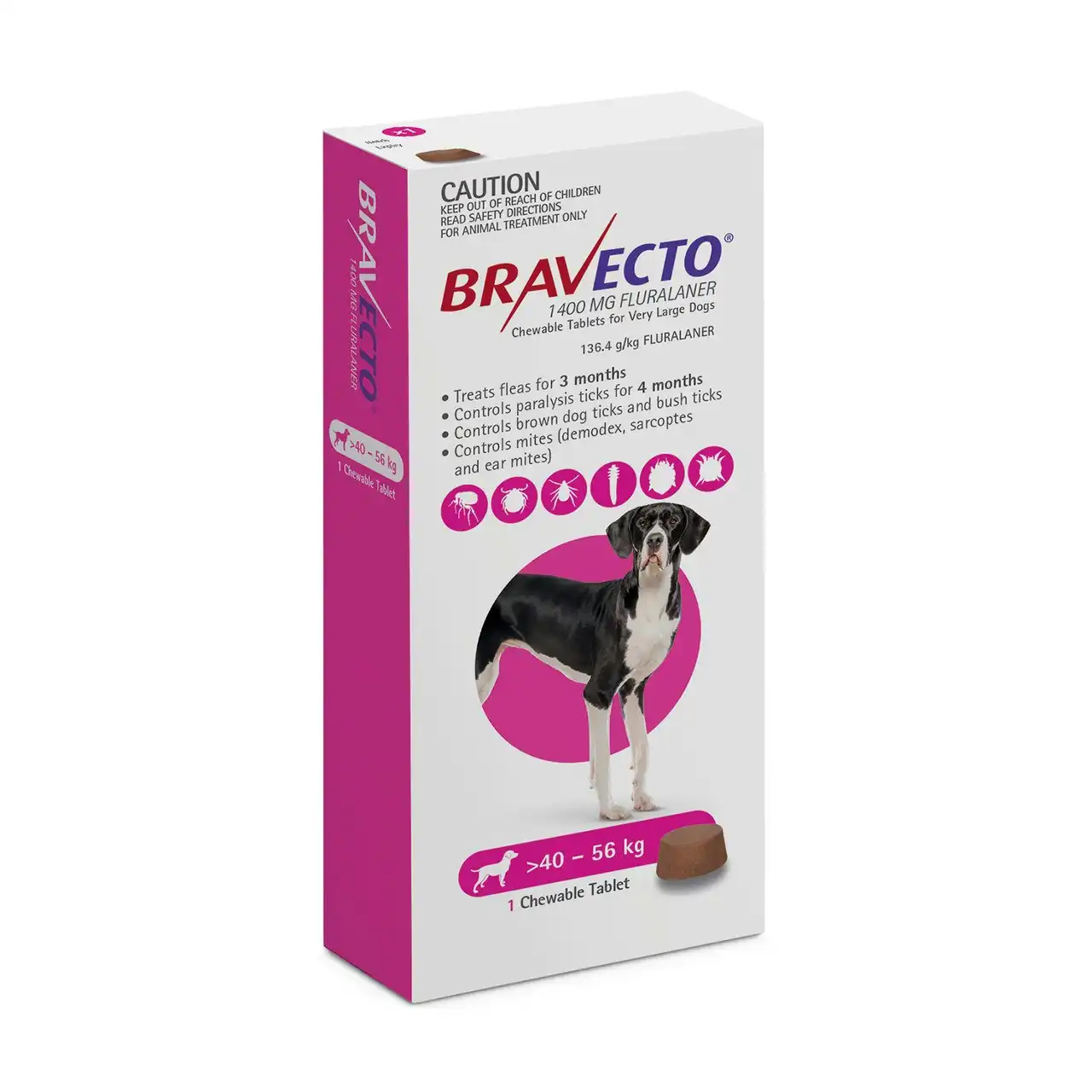 Bravecto For Extra Large Dogs 40 - 56kgs (1 Single Chew)