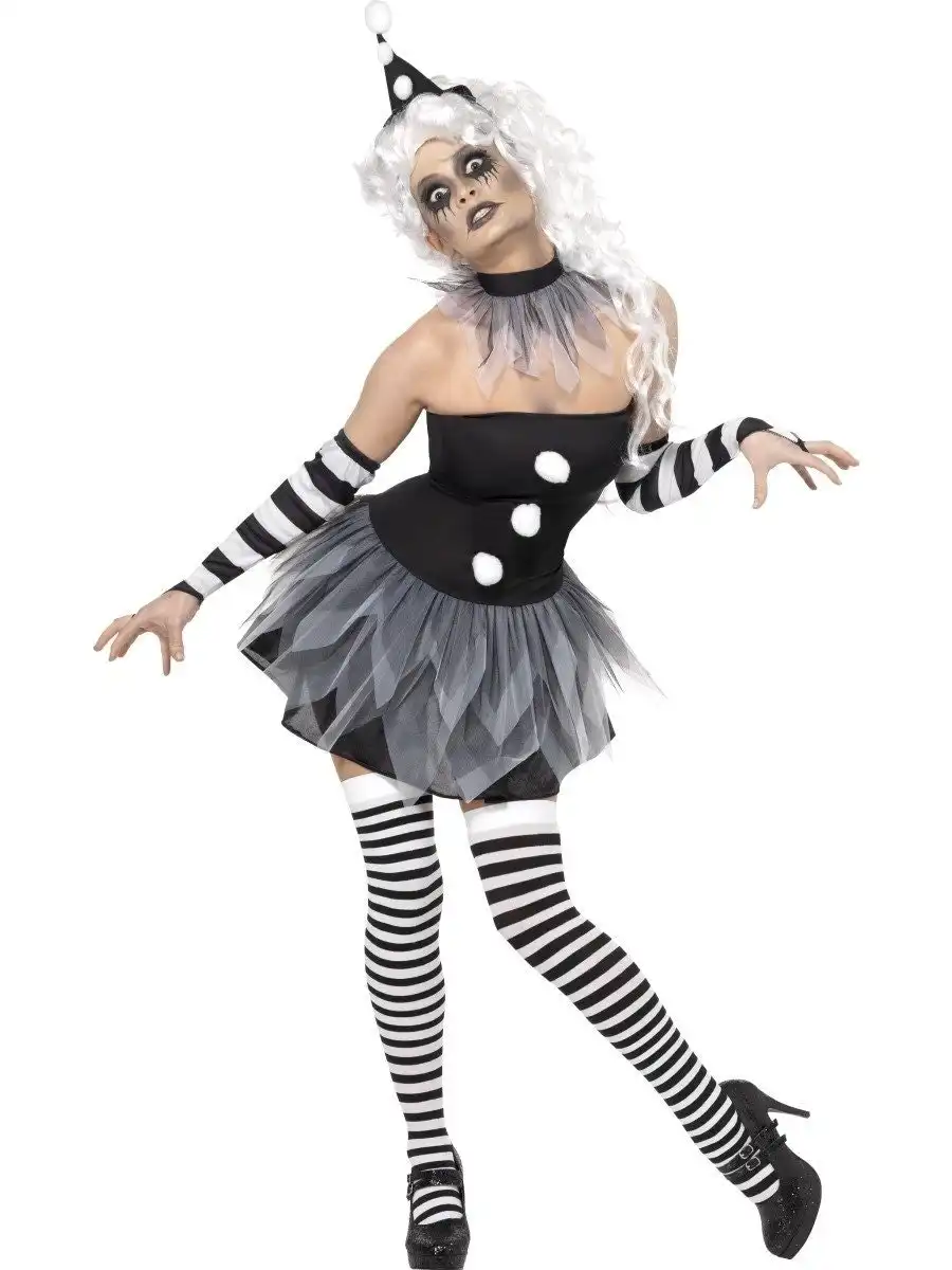 Sinister Pierrot Halloween Womens Costume