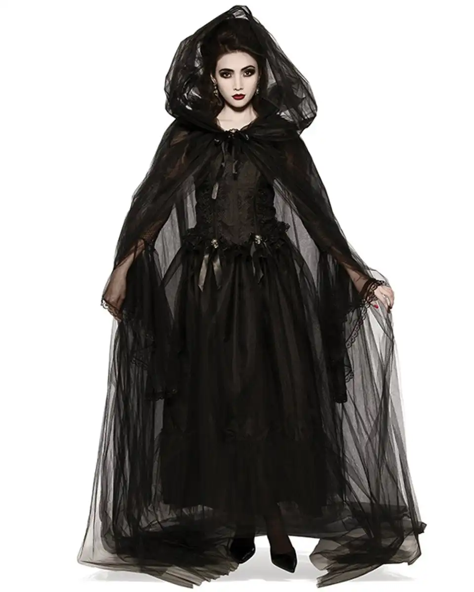Black Gothic Medieval Costume Cloak Cape