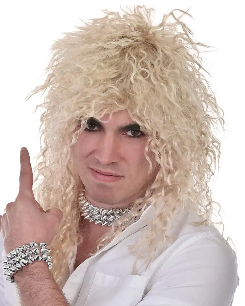 Rock God Crinkle Long Blonde Costume Wig