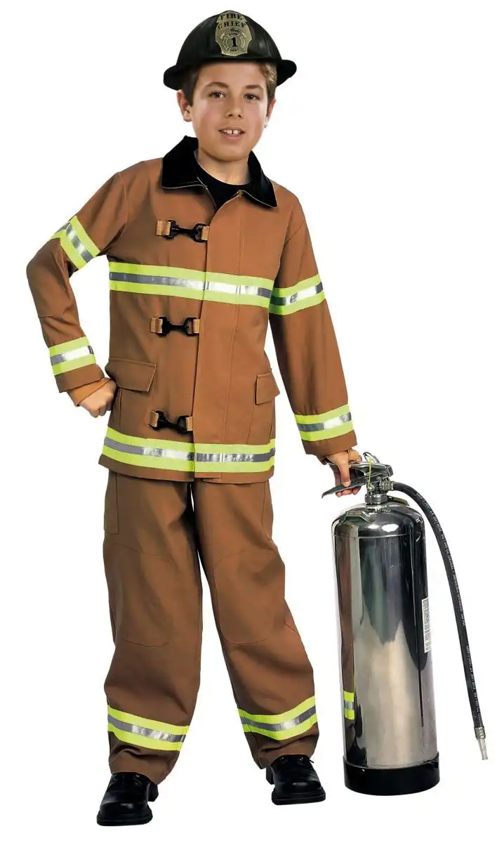 Fire Fighter Fireman Boys Costume + HELMET
