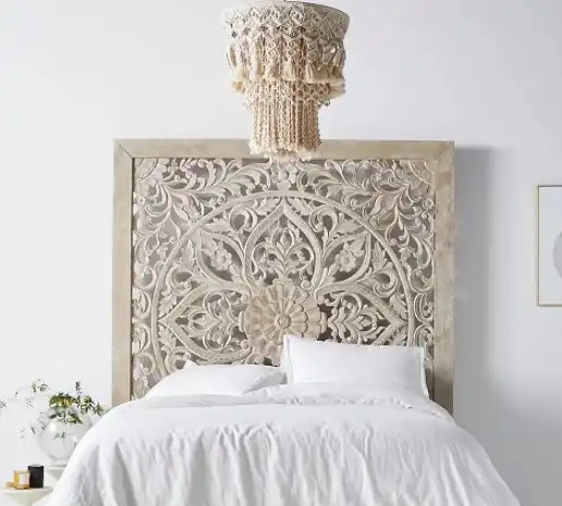 Zohi Interiors Hand Carved Timber Cut-Out Bedhead