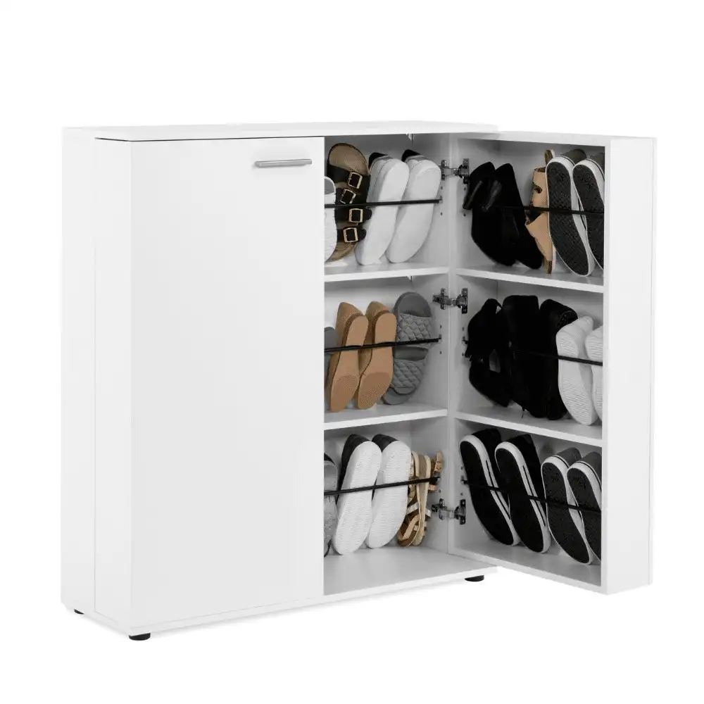 Roger Wooden Shoe Rack Oganiser Storage Cabinet 2-Doors White