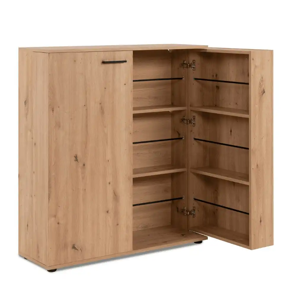 Roger Wooden Shoe Rack Oganiser Storage Cabinet 2-Doors Oak
