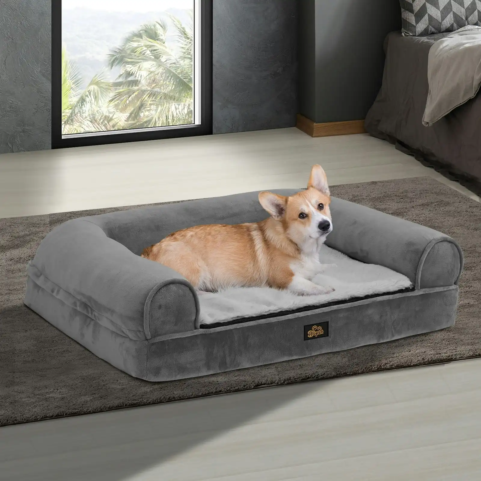 Alopet Dog Calming Bed Pet Orthopedic Memory Foam Sofa Washable Removable Cover Extra Large