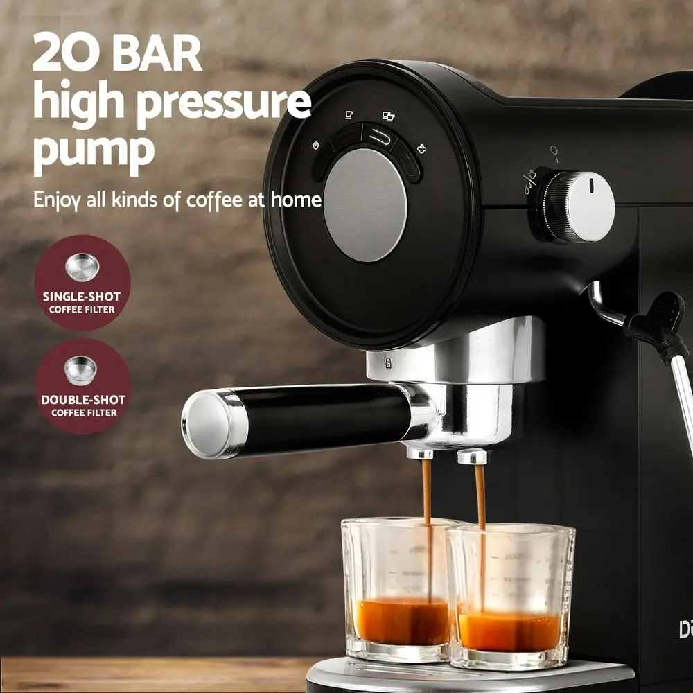 Devanti 20 Bar Coffee Machine Espresso Cafe Maker Black One Deal