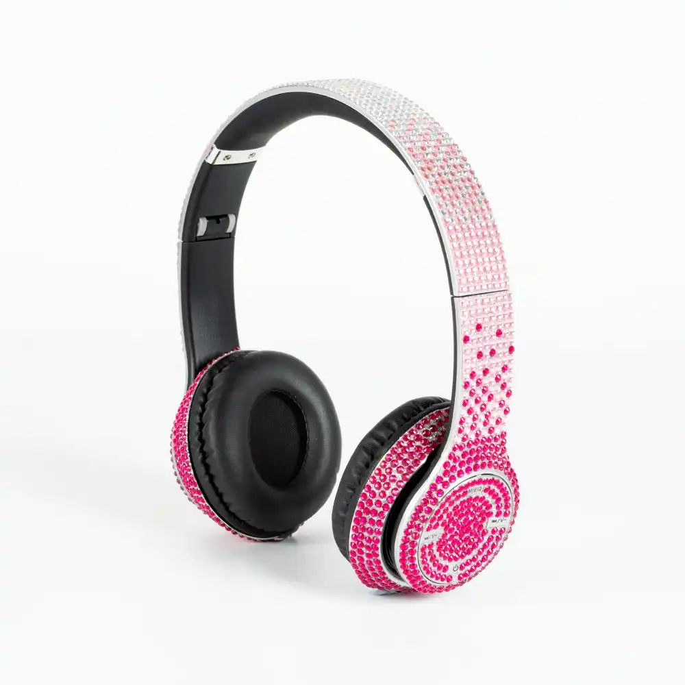 Glitz Pink Ombre Headphones w Case