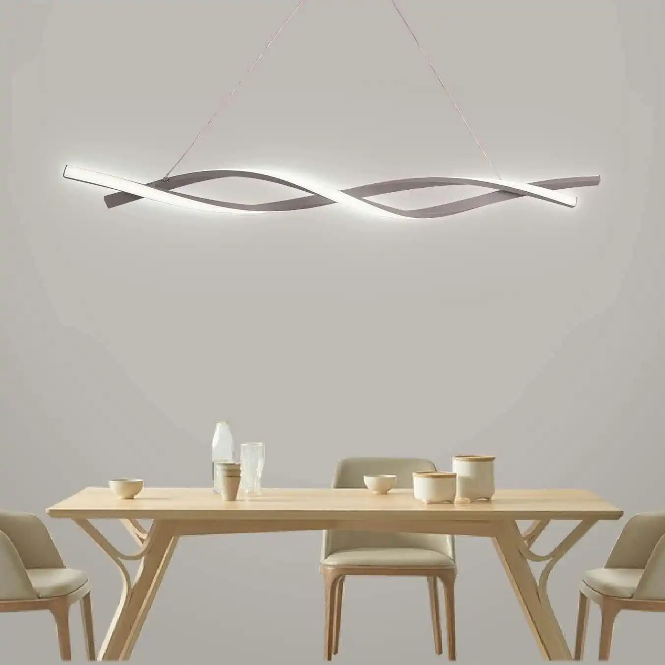 Modern LED Chandelier Lighting (Grey, L80cm)