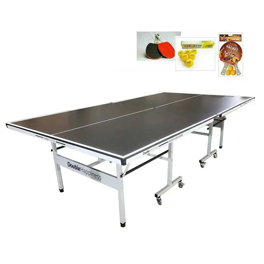 Double Happiness Indoor Advanced 160 Table Tennis Ping Pong Table w/ Upgraded Accessories