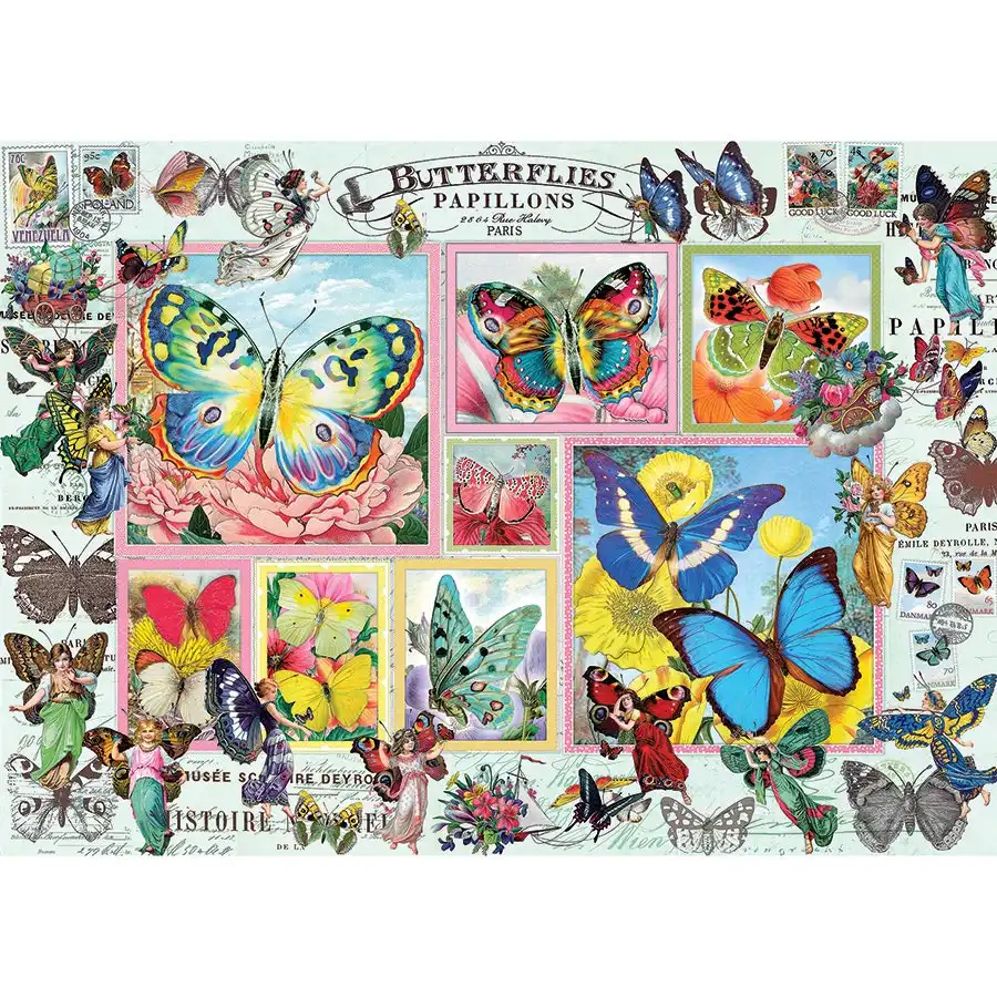 Stamp & Collage Butterflies 1000 pc- Jigsaws