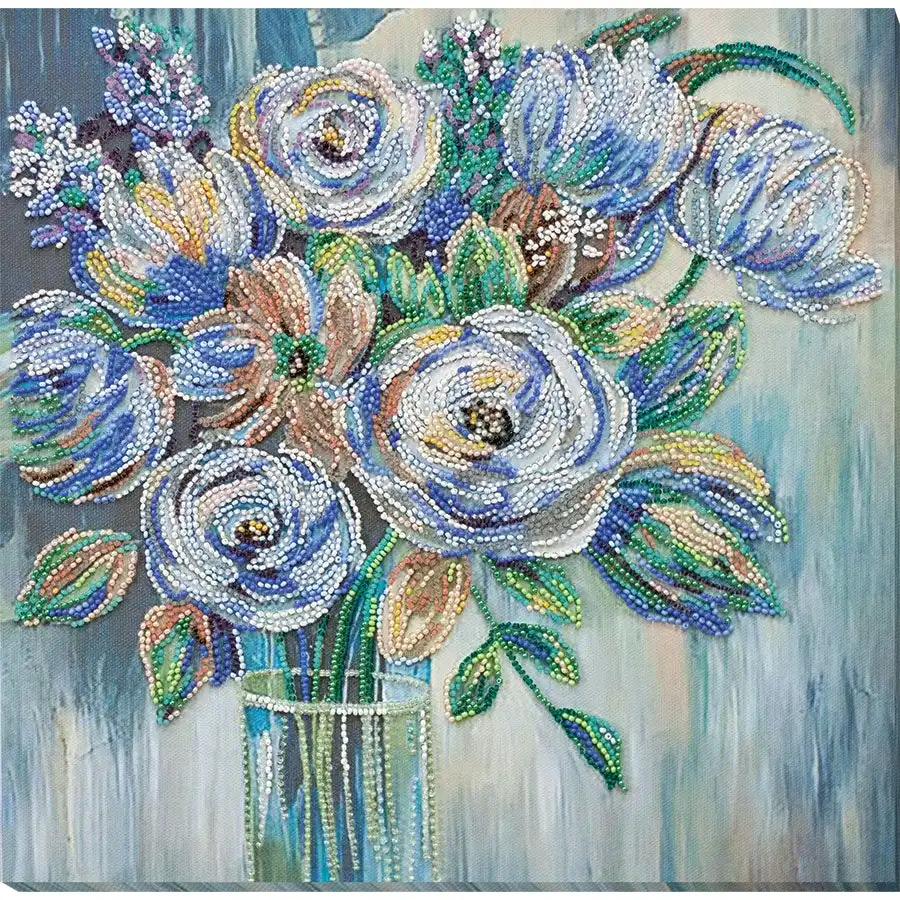 Pastel Bouquet Bead Embroidery- Needlework
