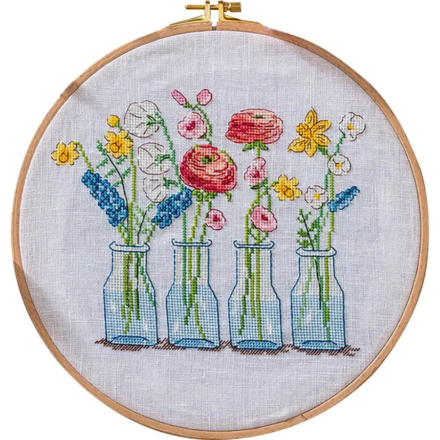 Flower Vases Cross Stitch- Needlework