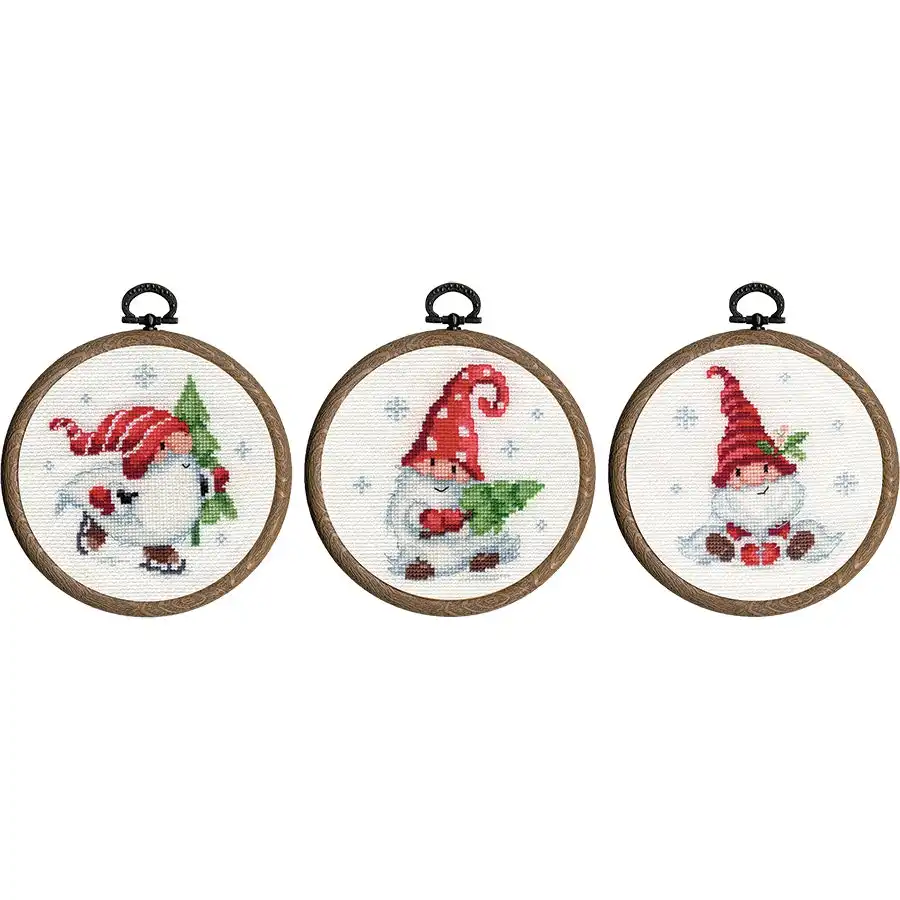 Christmas Gnomes Trio- Needlework
