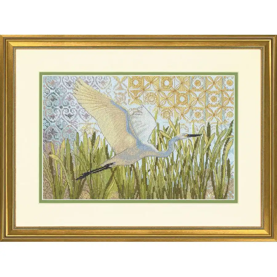 Egret in Flight Cross Stitch- Needlework