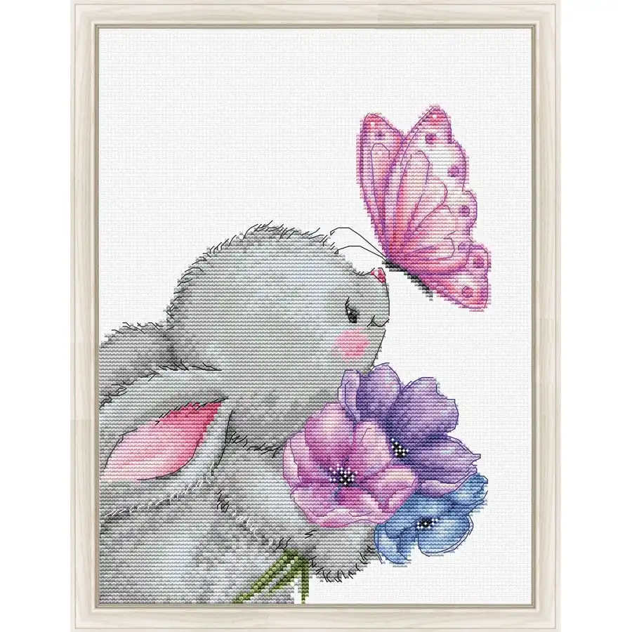 Rabbit & Butterfly Cross Stitch- Needlework