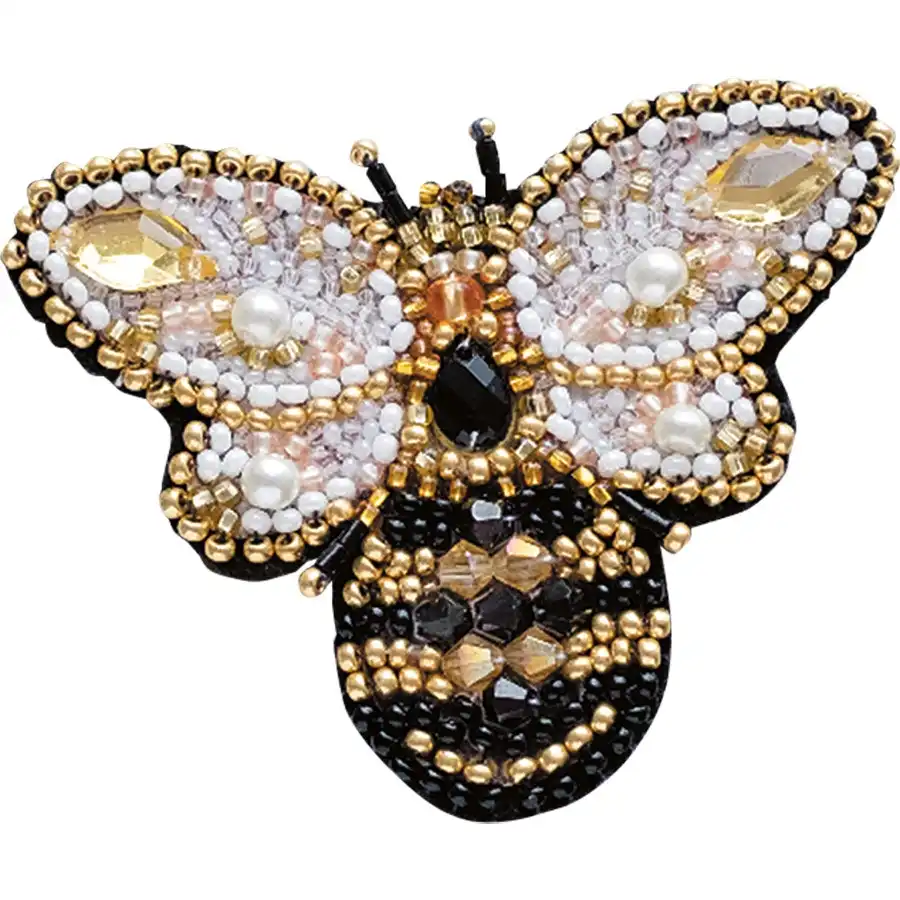 Golden Bee Bead Embroidery- Needlework