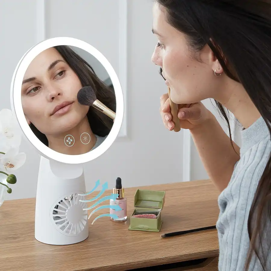 Mirror with Fan Rechargeable
