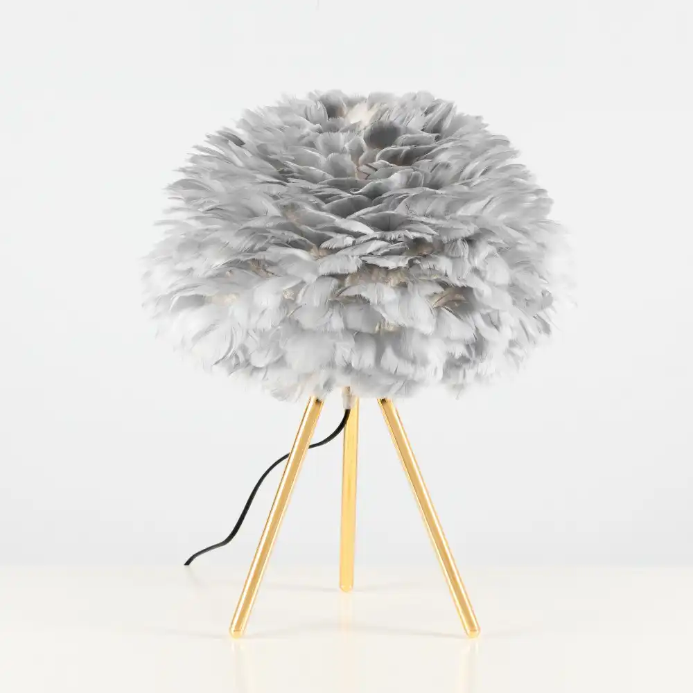 Grey Feather Tripod Table Lamp